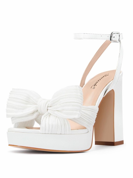 Shoes - Bridal Open Toe Bow Platform Heels